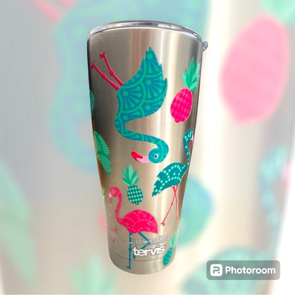 Tervis Insulated Tumbler 20oz Stainless Steel  Flamingos & Pineapples